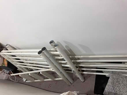 Photo of free White metal bunk bed with trundle bed with 3 mattresses (Shepherds Bush W12) #3