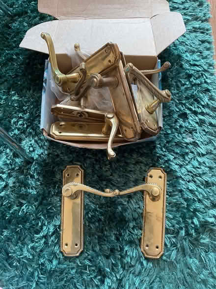Photo of free 5 Pairs of gold tone door handles (Morden SM4) #1