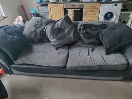 Photo of free Grey/black 3 seater sofa (Brentwood CM14) #1