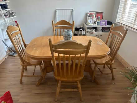 Photo of free Extendable wooden table and chairs (Swords) #1