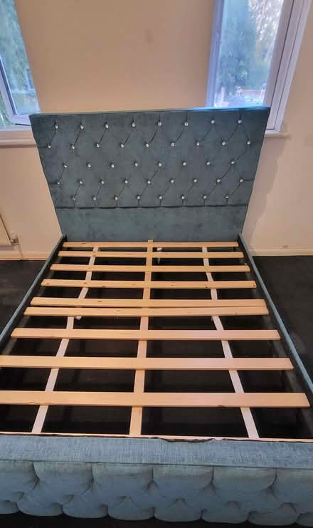 Photo of free Turquoise fabric king size bed frame (Edenbridge TN8) #1