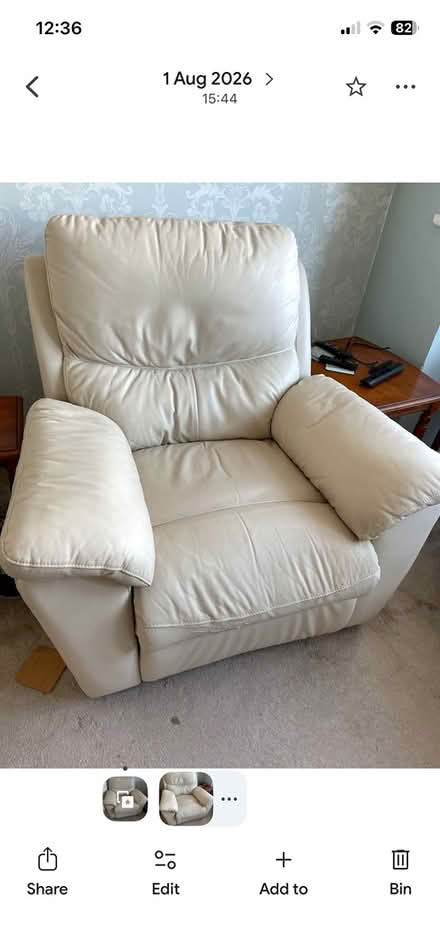 Photo of free 2 x cream leather armchairs (Hockley SS5) #2