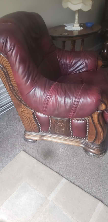 Photo of free Two Leather Armchairs (Warslow SK17) #2
