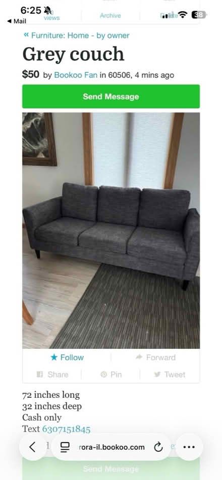 Photo of free Grey couch (Aurora) #1