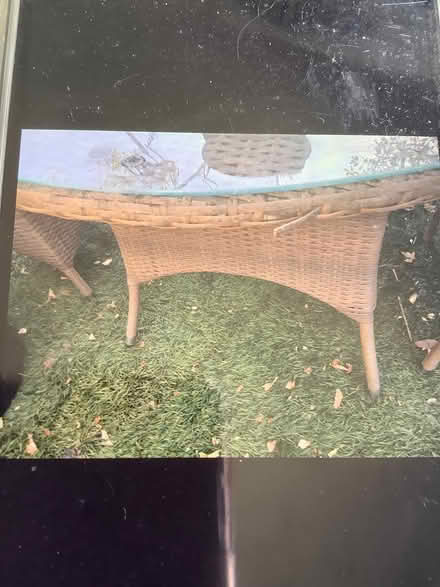 Photo of free Rattan glass top table + 3 chairs (Thornton heath CR7) #2