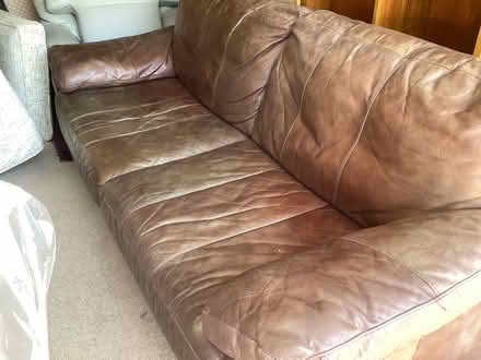 Photo of free Brown leather sofa, 3 seater (Colchester CO4) #1