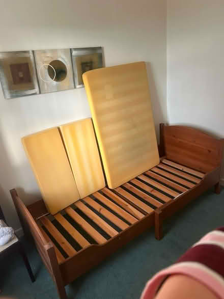 Photo of free Extendable IKEA oak bed frame (Lymm) #2