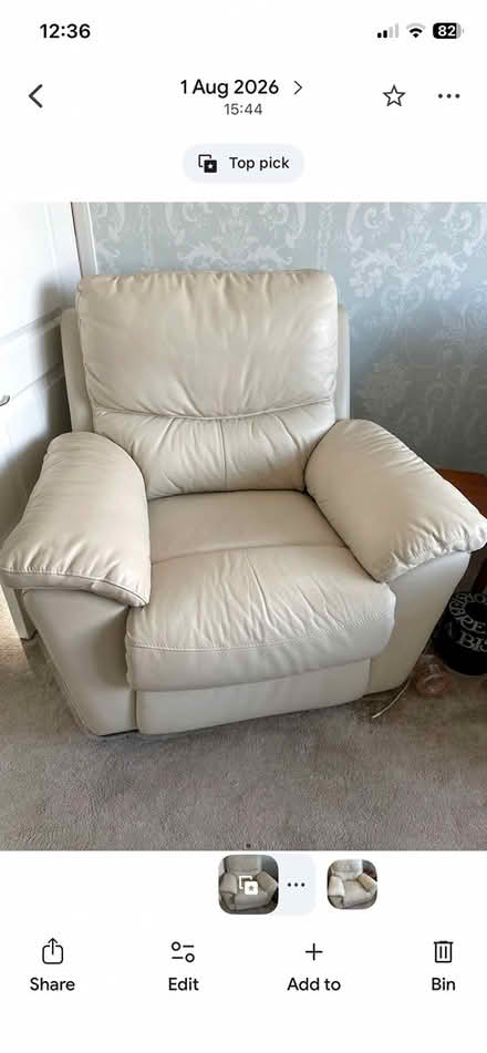 Photo of free 2 x cream leather armchairs (Hockley SS5) #1