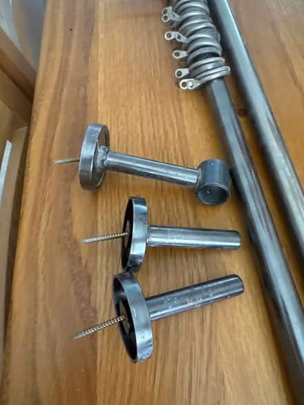 Photo of free 2.4 meter metal curtain rail / rod, rings and fittings (Kimpton SG4) #2
