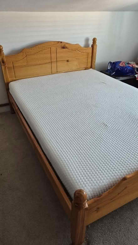 Photo of free Pine Double Bed With Memory Foam Mattress (Worle BS22) #3