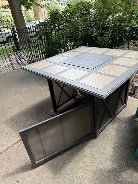 Photo of free Patio table with gas fire pit (Forest Avenue Evanston) #1