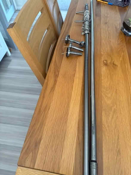 Photo of free 2.4 meter metal curtain rail / rod, rings and fittings (Kimpton SG4) #1