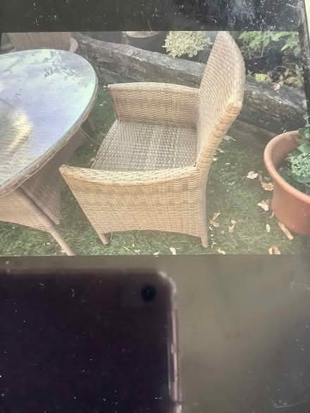 Photo of free Rattan glass top table + 3 chairs (Thornton heath CR7) #4