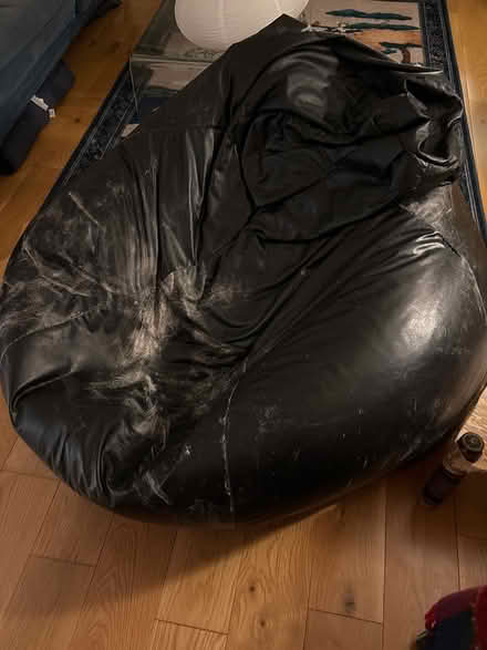 Photo of free Black leather beanbag (Hornsey N8) #1
