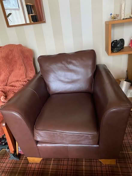 Photo of free Leather sofa, chair and footstool (Cornhill AB15) #1