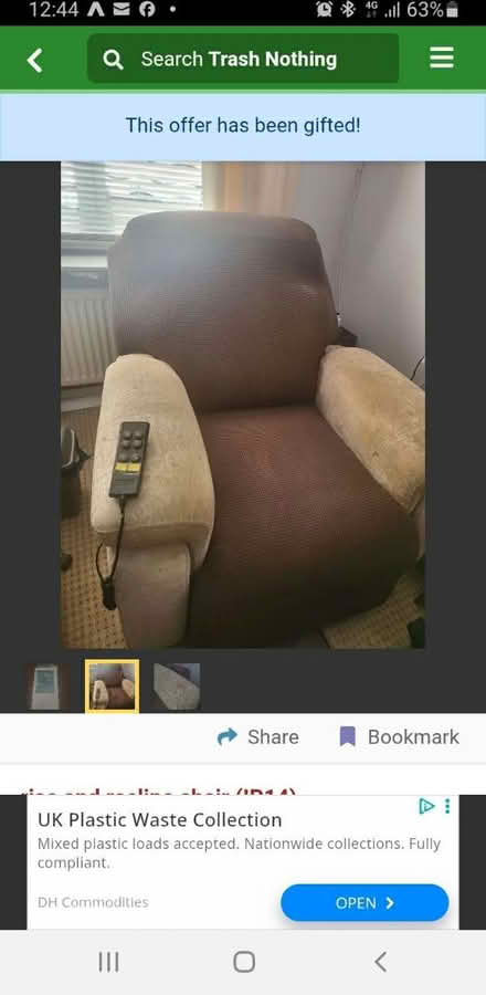 Photo of free Rise and recline chair (Newmarket Road NR2) #3