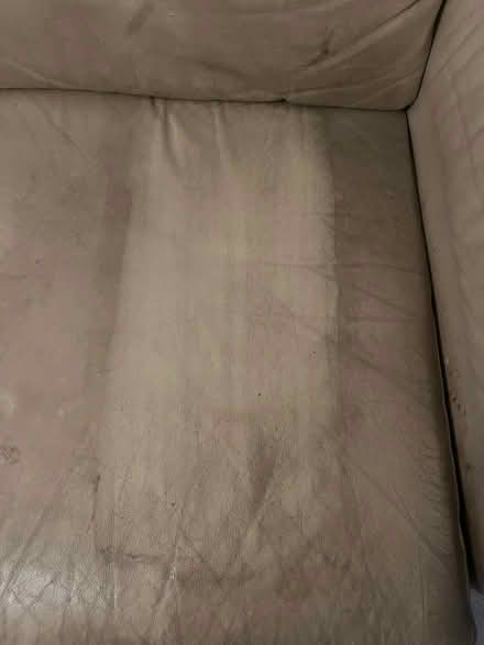 Photo of free Two cream faux leather settees. 190 & 143cm long. (H P Bulmer HR4) #3