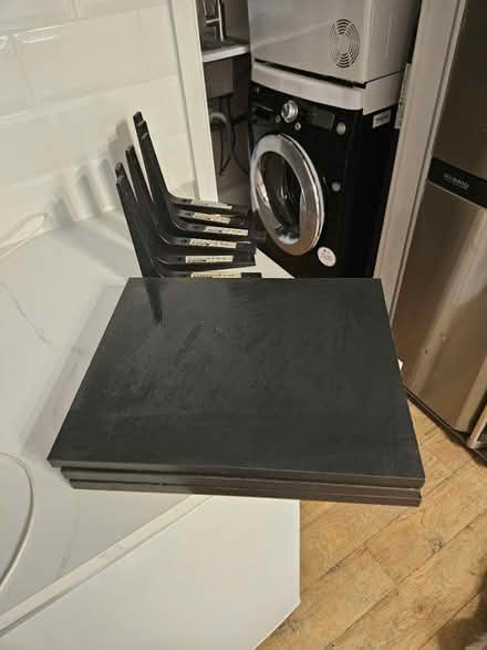 Photo of free 3 Ikea Black Shelves with Brackets (Morden SM4) #1