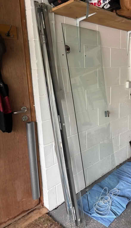 Photo of free Strong glass shower door, panel & various metal supports (Penrith CA11) #1