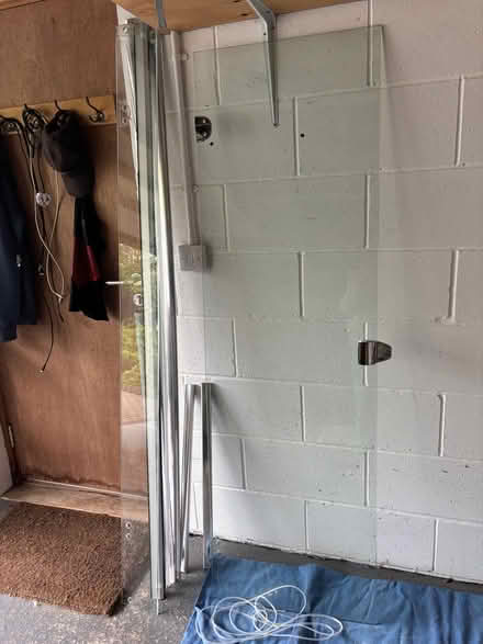 Photo of free Strong glass shower door, panel & various metal supports (Penrith CA11) #2
