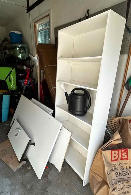 Photo of free Tall white shelf and a Desk (Belmont) #1