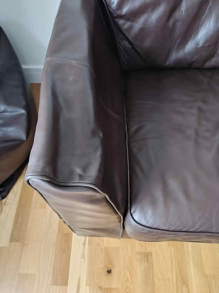 Photo of free 2 real leather brown large sofas (Penponds, Camborne) #4
