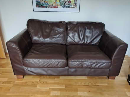 Photo of free 2 real leather brown large sofas (Penponds, Camborne) #2