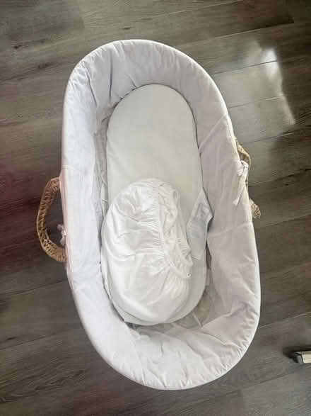 Photo of free Moses basket with rocking stand (Ottershaw. Chertsey KT16) #1