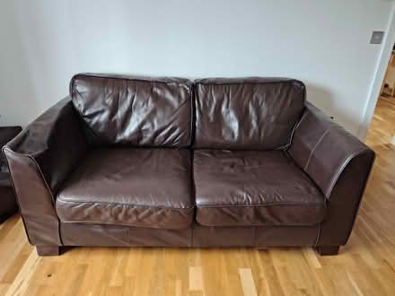 Photo of free 2 real leather brown large sofas (Penponds, Camborne) #1
