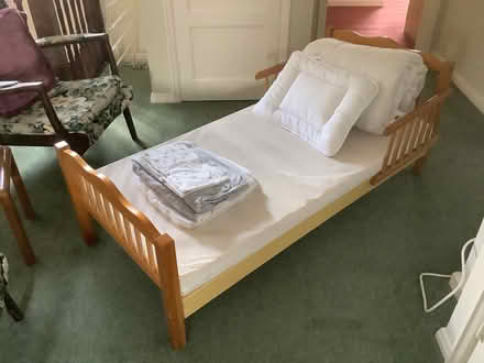 Photo of free Childs first bed + duvet, duvet cover, mattress, pillow etc. (Great Baddow CM2) #1