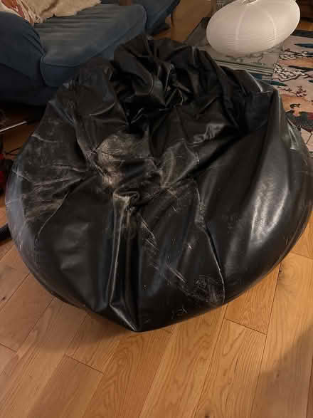 Photo of free Black leather beanbag (Hornsey N8) #2