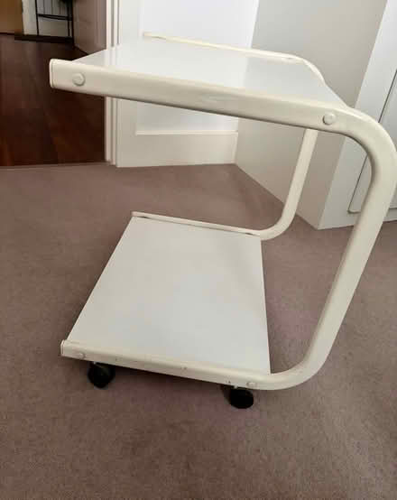 Photo of free Side table - on wheels, white (Ruislip HA4) #1