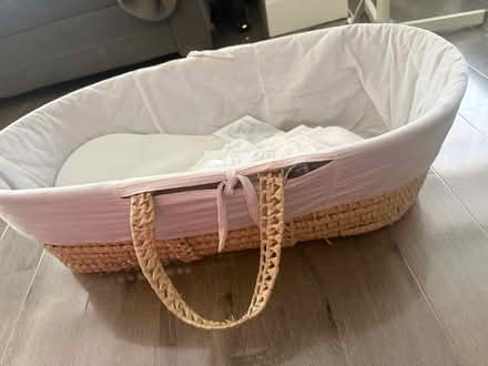 Photo of free Moses basket with rocking stand (Ottershaw. Chertsey KT16) #2