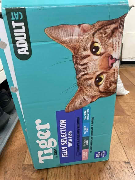 Photo of free Almost full box tiger cat food (N13 Palmers Green) #1