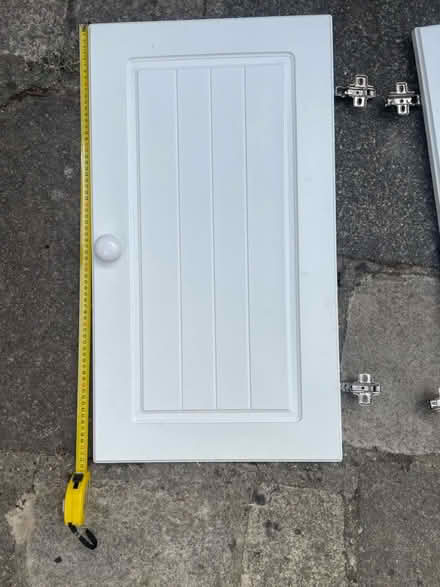 Photo of free White Cupboard Doors with Hinges (By Hackney Downs station E5) #2