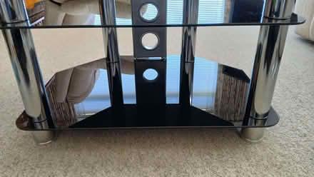 Photo of free TV stand with 3 shelves. Black Glass. 60cm Wide. (Ormesby TS6) #3