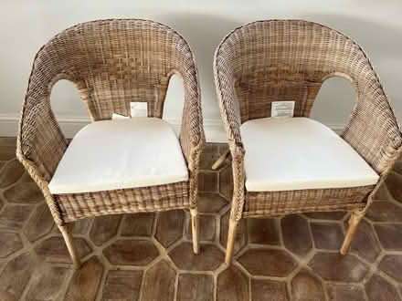 Photo of free 2 wicker chairs with new cushions (Bell Bar AL9) #1