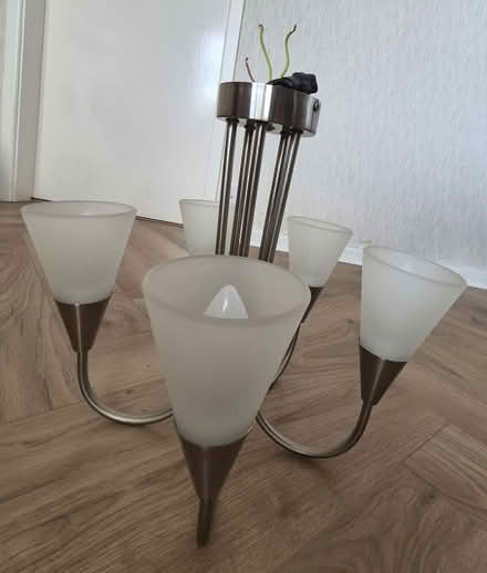Photo of free 5 light ceiling light with white shades.and bulb remover. (Winskill CA10) #2