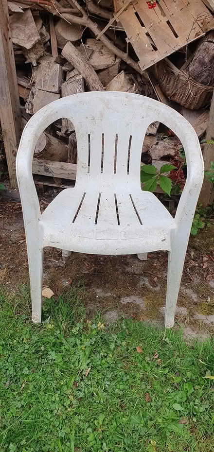 Photo of free Two matching white garden chairs (Sharpthorne RH19) #1
