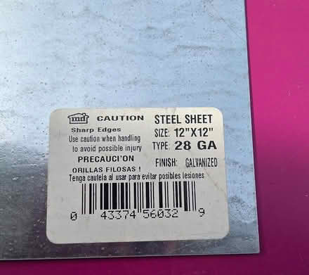 Photo of free 1 piece of steel sheet 12" × 12" (cupertino near library) #3