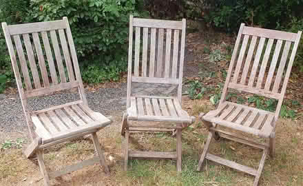 Photo of free Three wooden Garden chairs (Sharpthorne RH19) #1