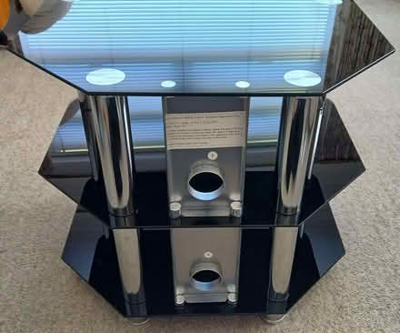Photo of free TV stand with 3 shelves. Black Glass. 60cm Wide. (Ormesby TS6) #4
