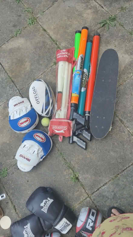 Photo of free Rugby gloves,ball ,water guns , skateboard and rounder set (Chadwell Heath RM6) #1