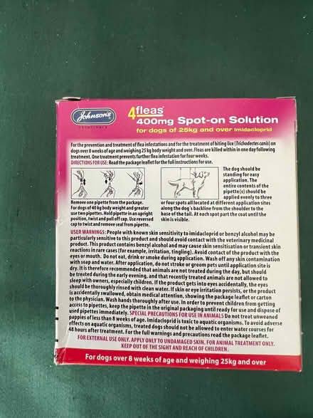 Photo of free Spot on flea treatment for large dog (Fobbing SS17) #2