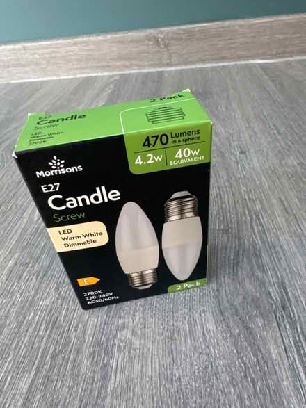 Photo of free 2 Pack E27 Candle Screw Bulbs. Still in box. (Southsea PO4) #1