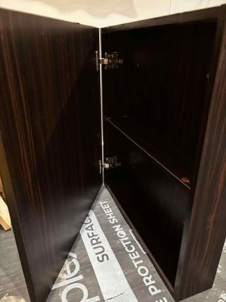 Photo of free Mirrored bathroom wall cabinet – dark oak look – W55 × H60 × (Lavender Hill SW11) #3
