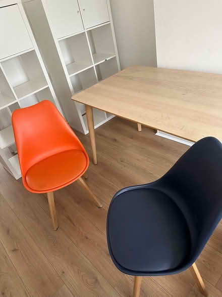 Photo of free Orange and blue dining chairs (Fleetville AL4) #1