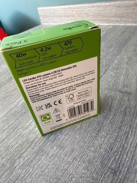 Photo of free 2 Pack E27 Candle Screw Bulbs. Still in box. (Southsea PO4) #3