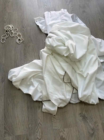 Photo of free 2 white shower curtains and rings (Datchet - SL3) #1