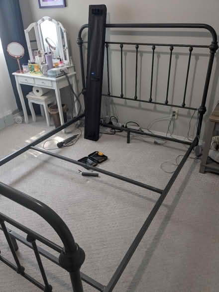 Photo of free Metal queen bed frame, dark grey (Brooklyn Park) #1